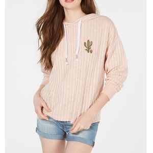 Rebellious One Juniors' Embroidered Cactus Hoodie tee